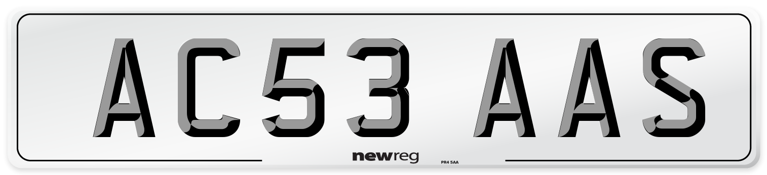 AC53 AAS Number Plate from New Reg